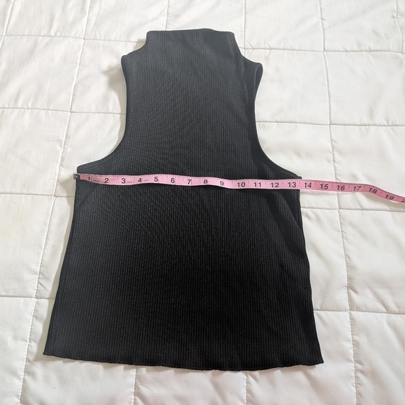 Black Ribbed Topshop Mock neck Sleeveless - Picture 2 of 5